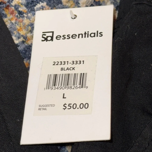 NWT SP essentials men’s drawstring elastic joggers pants bottoms black LG - Picture 2 of 14